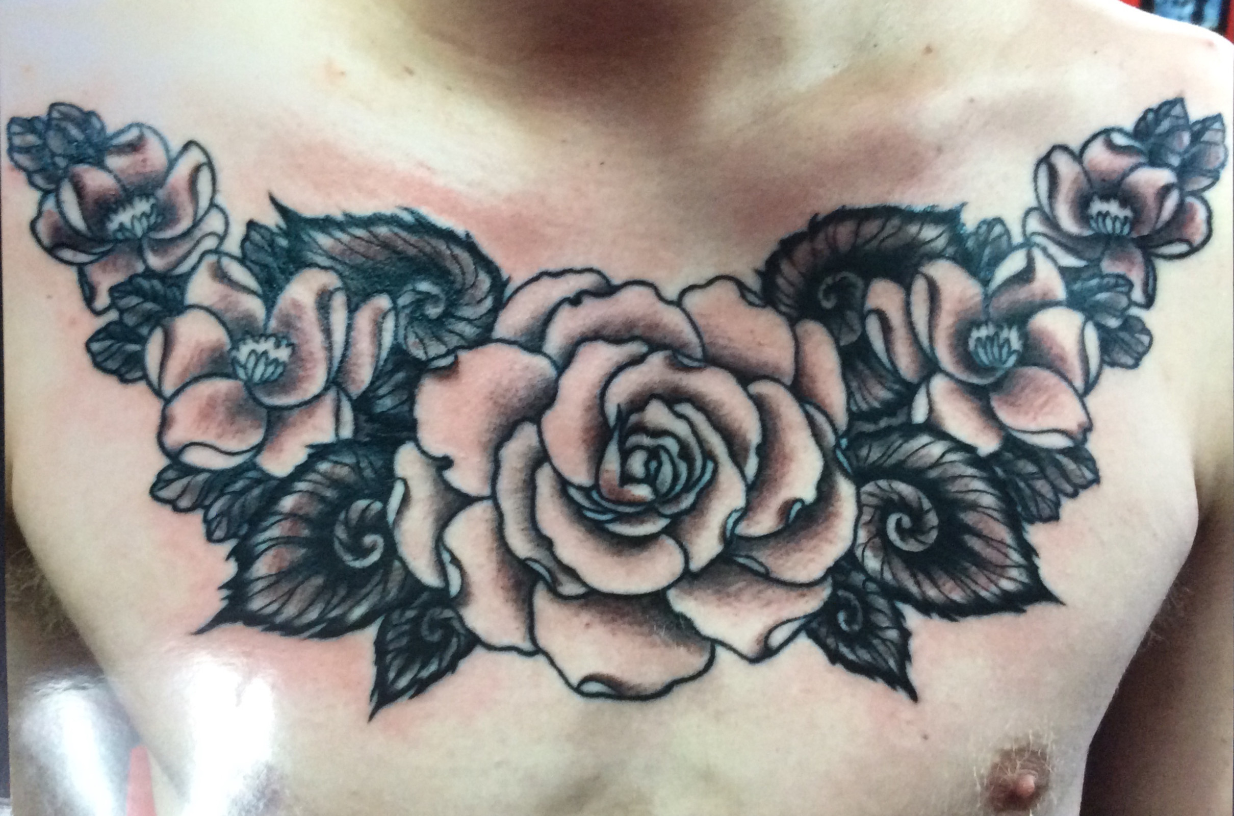 Rose chest tattoo for females - wide 2